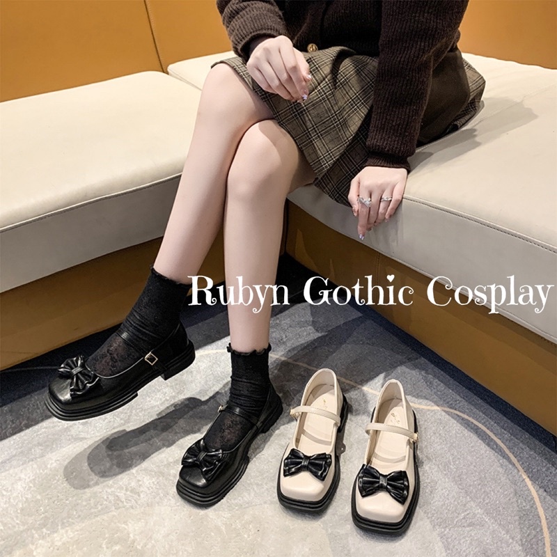 [Sẵn] ✨ Giày Lolita Retro Đính Nơ Tiểu Thư xinh xắn ( đen, trắng) size 35-40