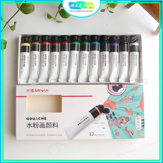 Hộp màu gouache 12 màu miya / 12ml