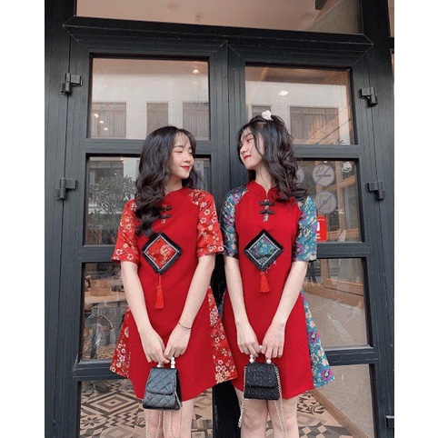 ĐẦM DỰ TIỆC GẤM ĐỎ TRUNG HOA CAO CẤP