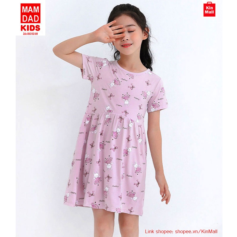 15-50kg Váy cotton,đầm cotton cộc tay cho bé gái - Chính hãng Mamdadkids