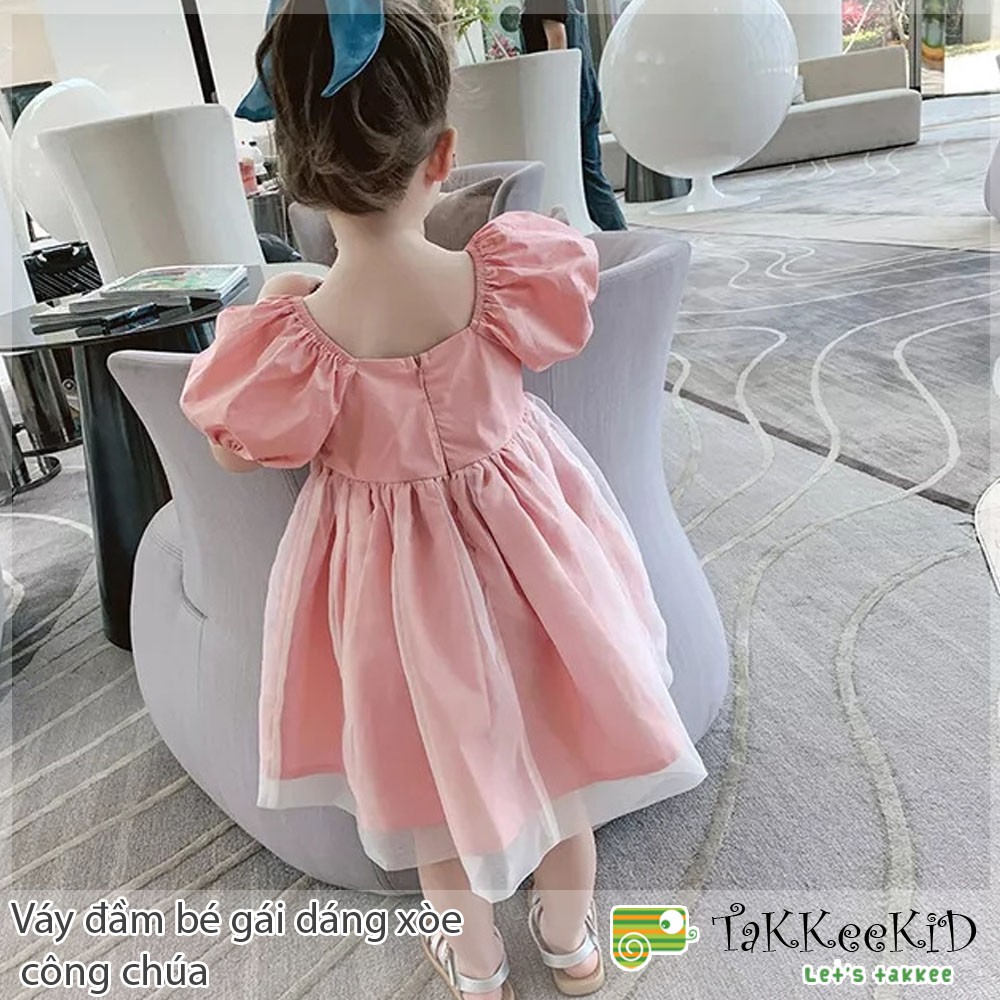 Váy Công Chúa Bé Gái Tay Bồng Hồng Pastel Xinh Xắn Size Từ 1 Đến 6 Tuổi