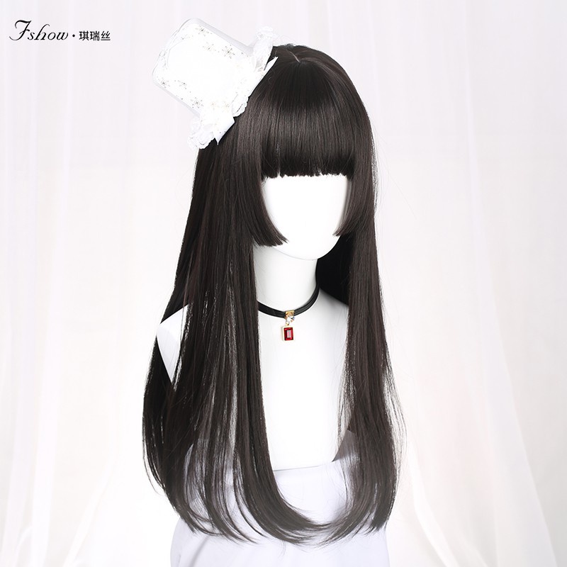 [Sẵn] Wig/tóc giả teen/lolita nguyên đầu mái Hime nữ  BHT026 thẳng đẹp dài 60cm [Miu Cosplay]