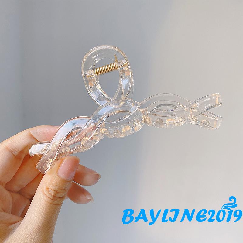 Kẹp tóc trong suốt họa tiết hình học phong cách retro cho nữ