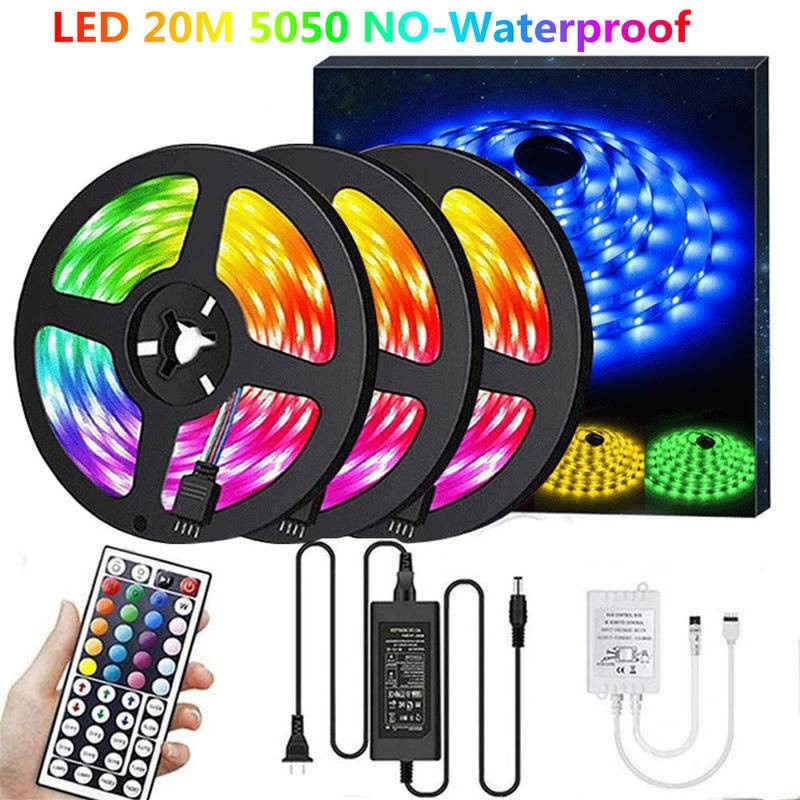 Dây đèn led 30 bóng/m 5050 20M SMD RGB kèm bộ điều khiển từ xa 44 phím DC 12V