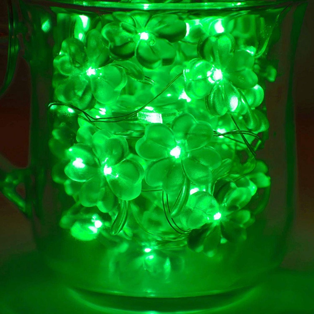 YIYU Shamrocks Dây Đèn Led Hình Cỏ Bốn Lá Trang Trí Tiệc Cưới / Giáng Sinh Áo Thun In Hình Patrick Thời Trang Năng Động