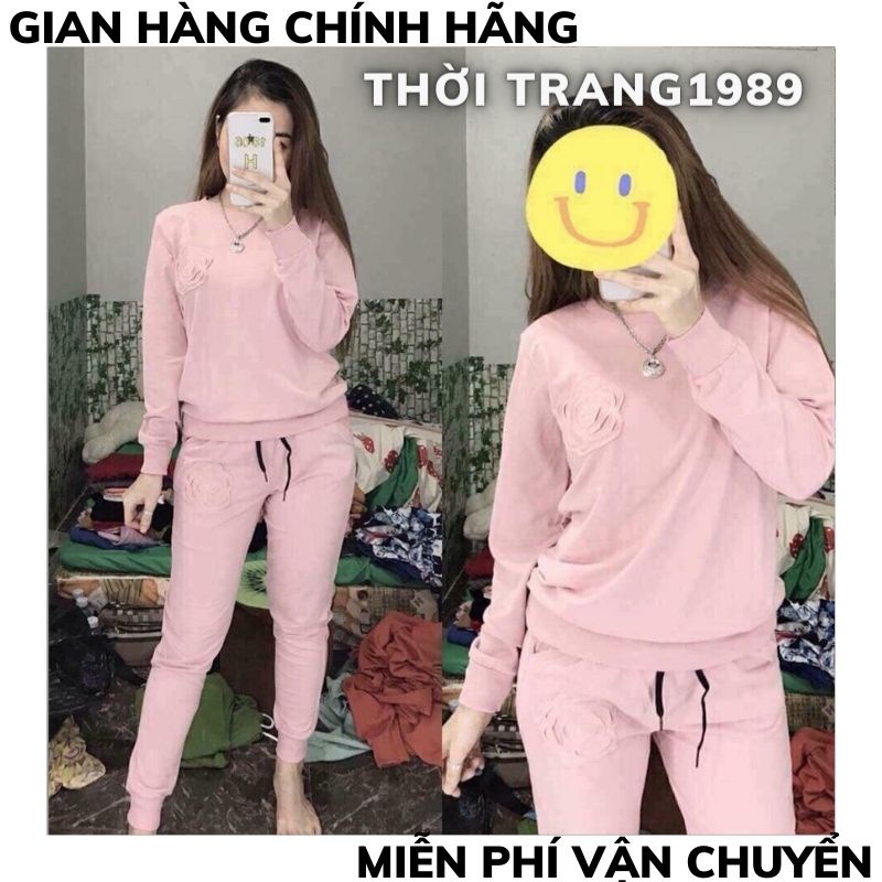 Bộ Đồ Mặc Nhà, Bộ Ngủ Nữ HOA TRÀ Thu Đông Dài Tay Trẻ Trung - Cá Tính - Lịch Sự, Diện Đẹp Lung Linh Từ Nhà Ra Phố TT1989