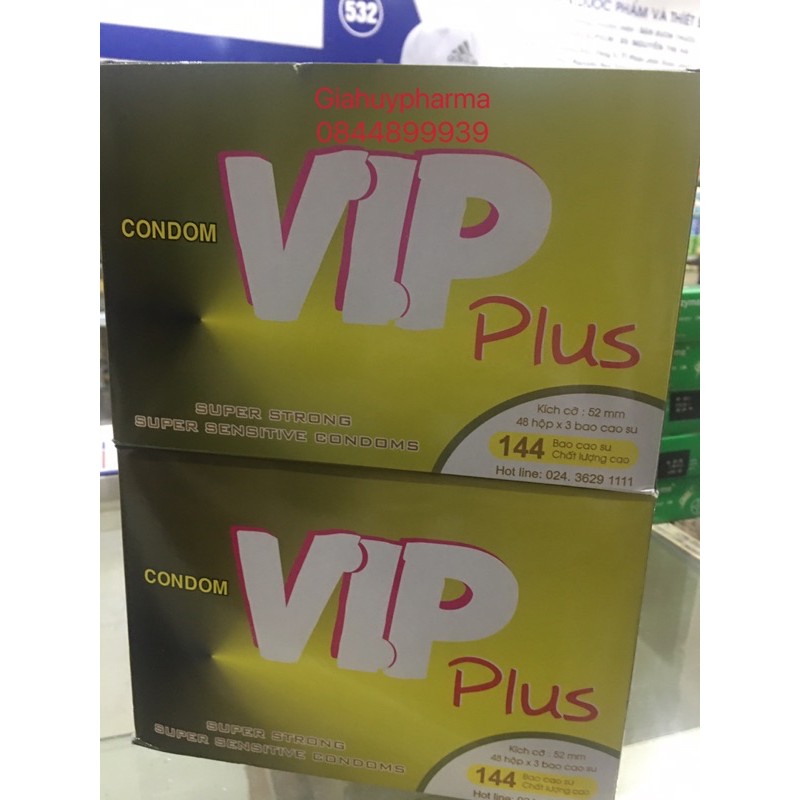 Bao cao su vip plus hộp 144 chiếc