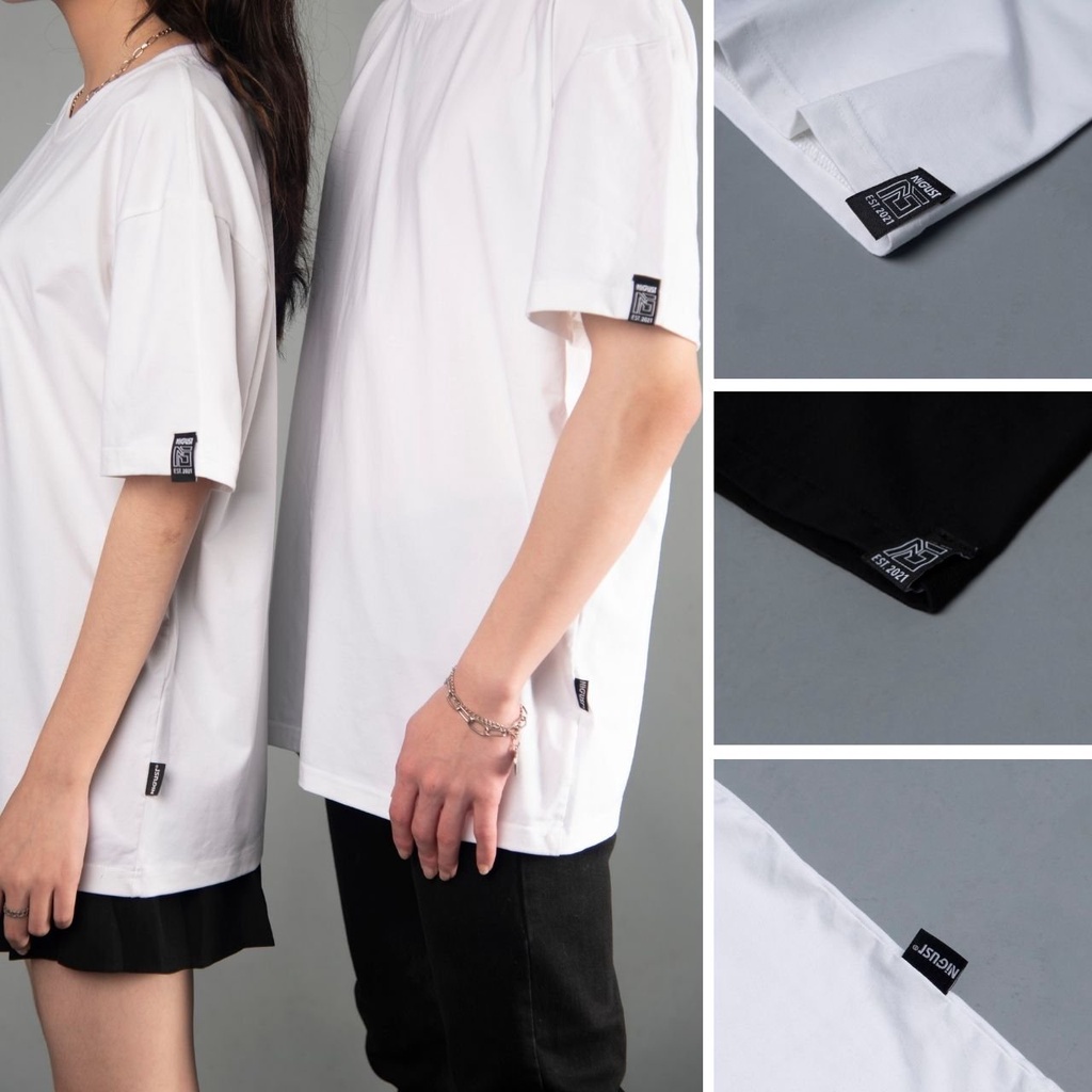 Áo Thun đen trắng tay lỡ NIGUST Hourglass N111 vải cotton cao cấp 4C Fullbox