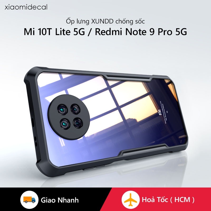 Ốp lưng XUNDD Mi 10T Lite 5G / Redmi Note 9 Pro 5G Mặt lưng trong suốt, Viền TPU, Chống sốc