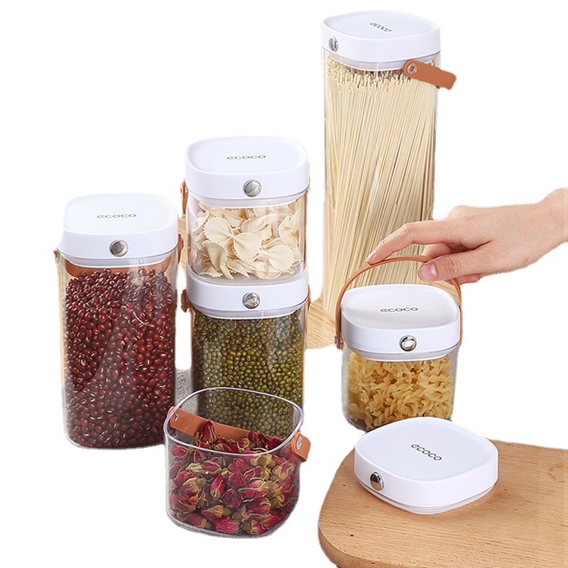 Lọ, Hũ bảo quản thực phẩm ECOCO nắp khoá kín chống ẩm mốc,côn trùng |Hộp lưu trữ thức ăn để tủ lạnh có quai xách đủ size