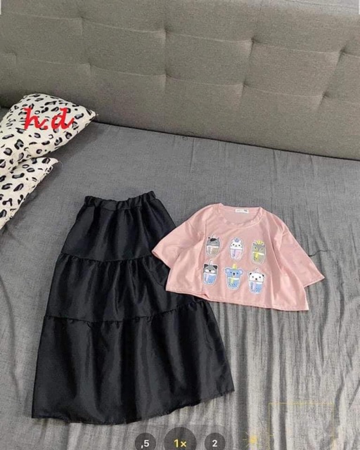 Sét crt cốc hoạt hình + chân váy 3 tầng HDN876