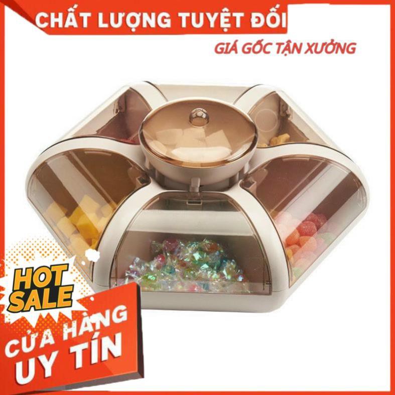 [Loại 6 cánh tự bung] Khay mứt tết đựng bánh kẹo chất liệu nhựa cao cấp kiểu dáng sang trọng