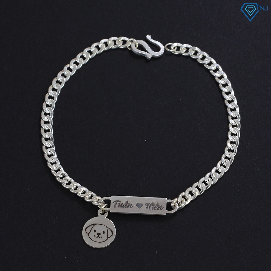 Vòng tay cặp đôi nam nữ bạc khắc tên theo yêu cầu LTD0028 Trang Sức TNJ