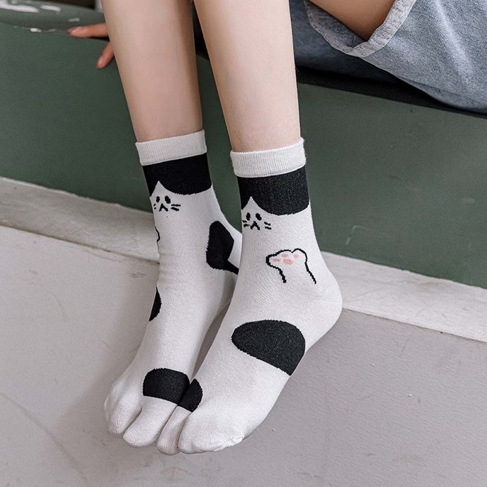 Đôi vớ xỏ ngón bằng vải cotton thoáng khí họa tiết động vật dễ thương