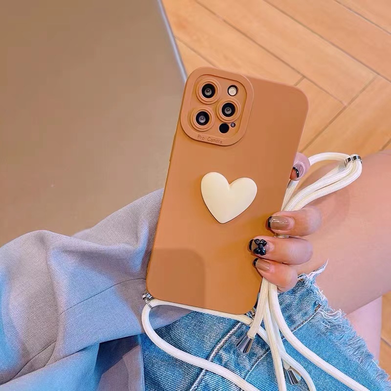 Ốp Điện Thoại Dây Đeo Chéo Hình Trái Tim 3D Cho Samsung Galaxy A72 A52 A20S A11 A12 A50 A51 A71 A22 4G 5G A10S A20S A02 A03S A21S