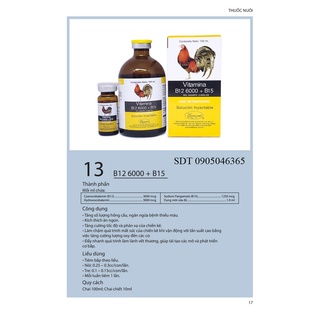 B12 6000 - Nuôi Tăng Nước Máu Độ Lỳ Cho Gà Đá - lọ 100ml