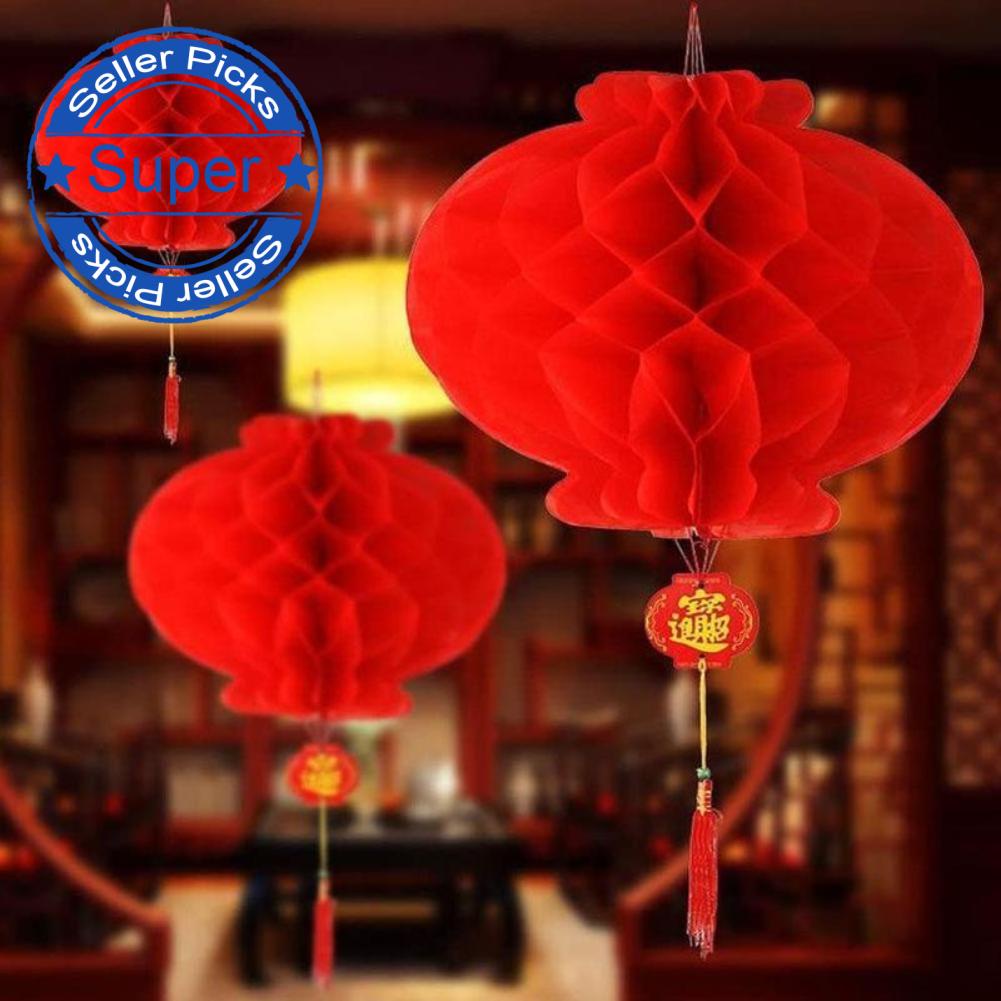 Lồng Đèn Giấy Nhựa 35cm X7L9 Họa Tiết Tổ Ong Trang Trí Năm Mới