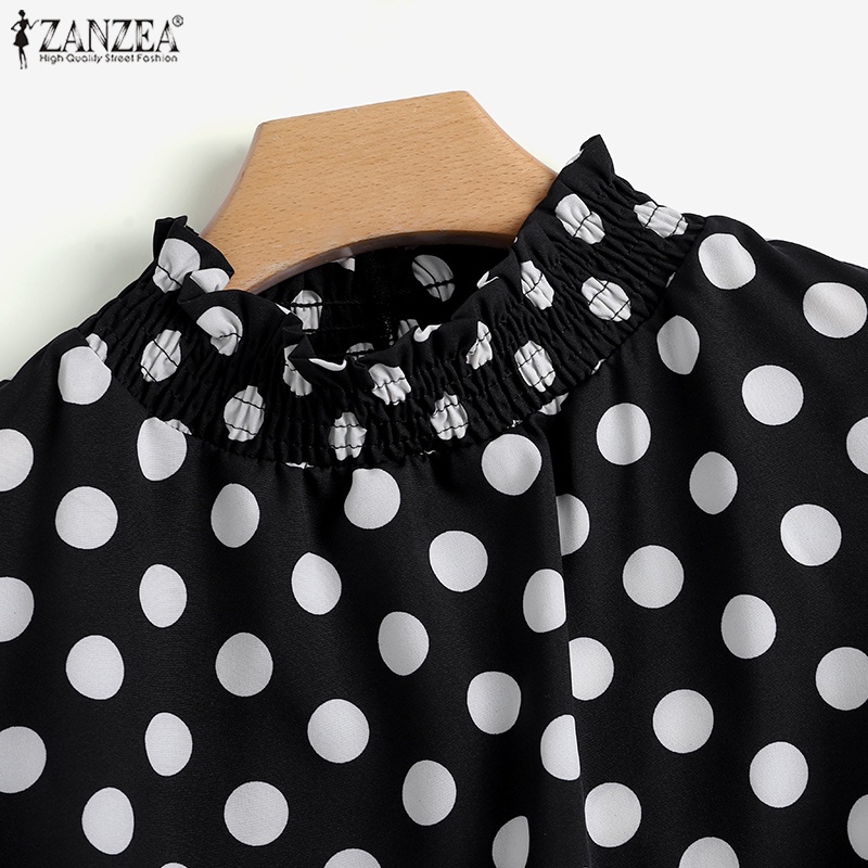 Áo sơ mi Zanzea chấm bi cổ đứng tay dài thời trang cho nữ