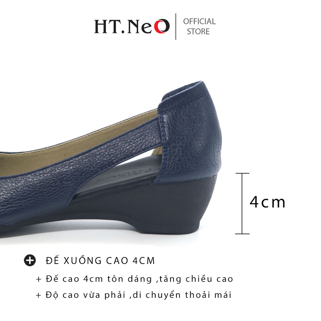 Giày hở mũi - Giày nữ đế xuồng HT.NEO da bò cao cấp ,đế cao 4cm ,thiết kế sang trong ,lịch sự dễ phối đồ GM30