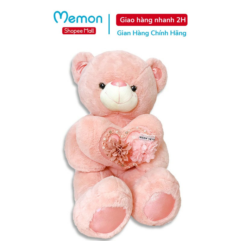 Gấu Bông Teddy Ôm Tim Hoa Cao Cấp Memon