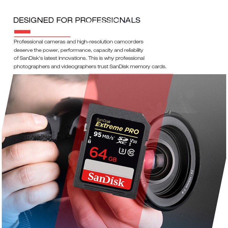 Thẻ Nhớ Sandisk Sdhc Extreme Pro 32gb / 64gb / 128gb 95mb / S Extreme Pro 95mbps | BigBuy360 - bigbuy360.vn