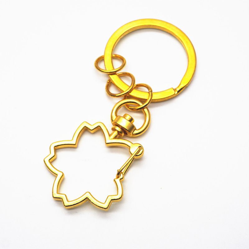 ❀ 5Pcs DIY Keychain Cherry Flower Metal Snap Hook Lobster Clasps Lanyard Keyrings