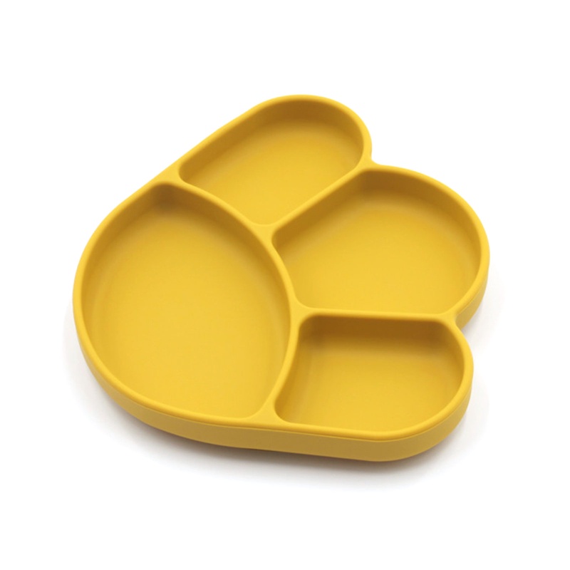 Bát Ăn Chia Ngăn Bằng Silicone Không Chứa BPA Màu Trơn Không Độc Hại Dành Cho Em Bé