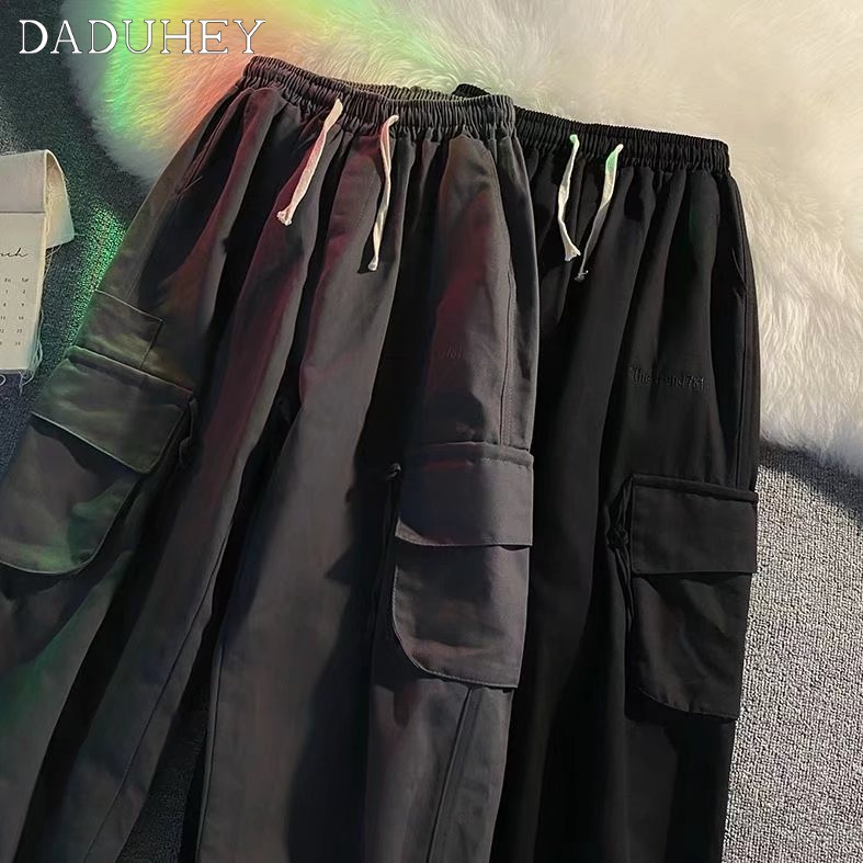 DaDuHey🔥 Men's Fashion Brand Summer Thin Overalls Trendy Loose Wide Leg Leisure Pants Ins Hong Kong Style Fashion Ankle Banded Pants