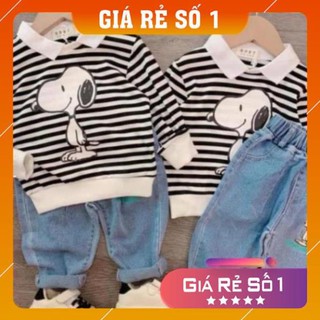 [SET BÉ TRAI SIÊU RẺ] Set áo kẻ quần bò bé trai siêu đẹp (shopmh59)
