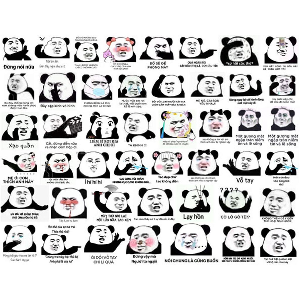 Sticker set 30 đến 100 ảnh Meme Gấu Trúc bựa. cute. hài hước