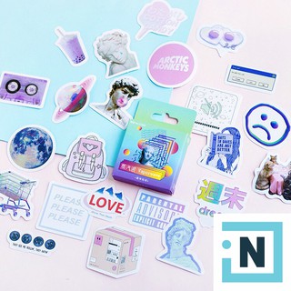 [ iNote ] Set 46 Sticker Dán Vaperwave Hộp Mini Siêu Dễ Thương