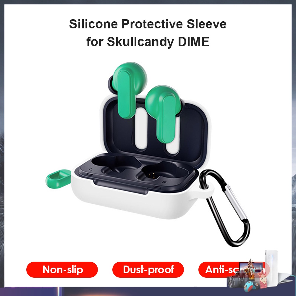Vỏ bảo vệ hộp sạc tai nghe Skullcandy Dime bằng silicon mềm có móc khóa