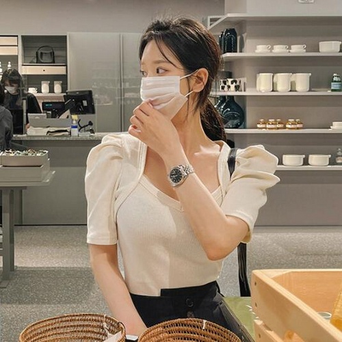 SUXI Áo Thun Tay Ngắn Dáng Ôm Màu Sắc Đơn Giản Phong Cách Hàn Quốc Thời Trang Hè Cá Tính Cho Nữ