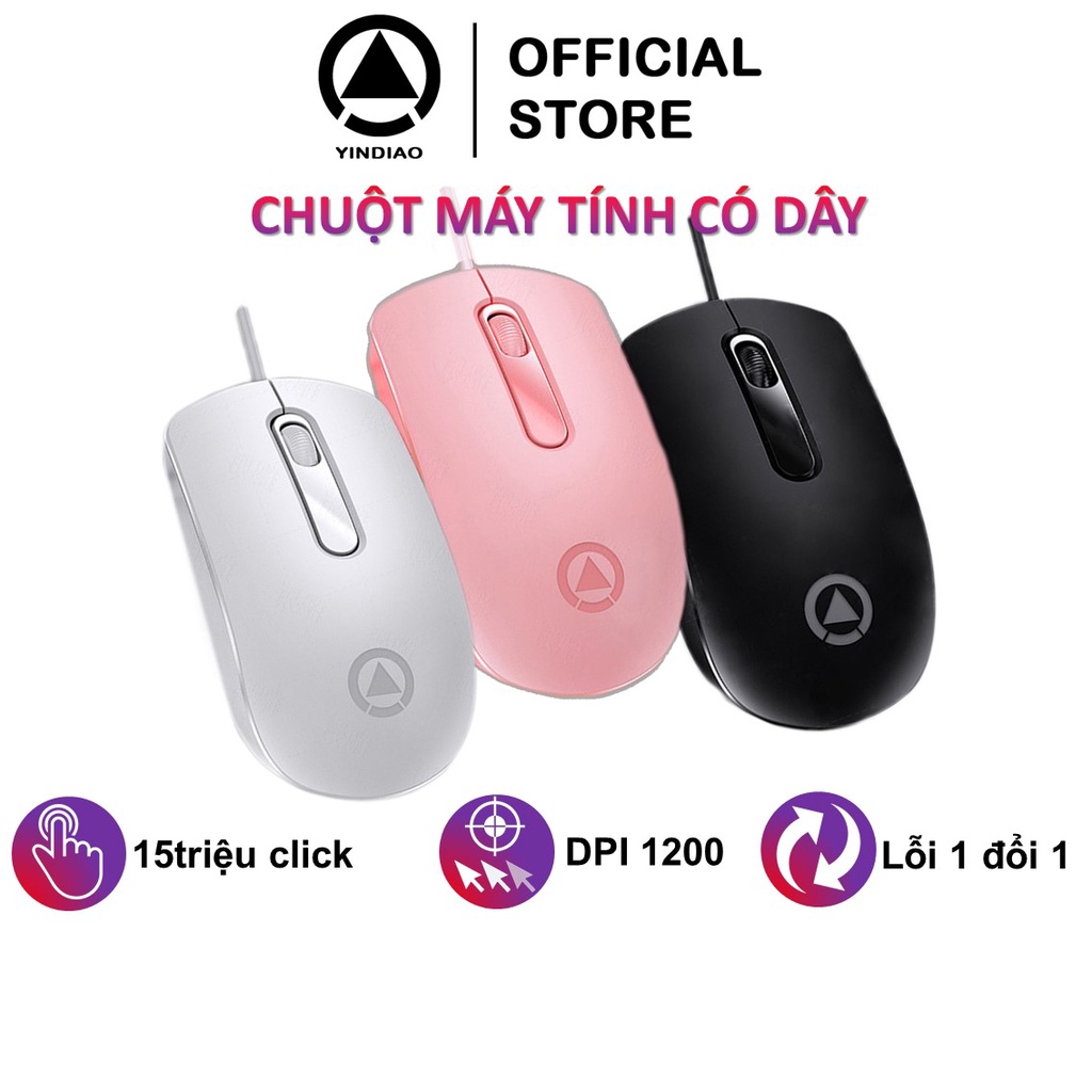 chuột máy tính có dây YINDIAO G9 giá rẻ cho văn phòng gaming 1200 DPI thao tác làm việc chơi game - Hàng chính hãng