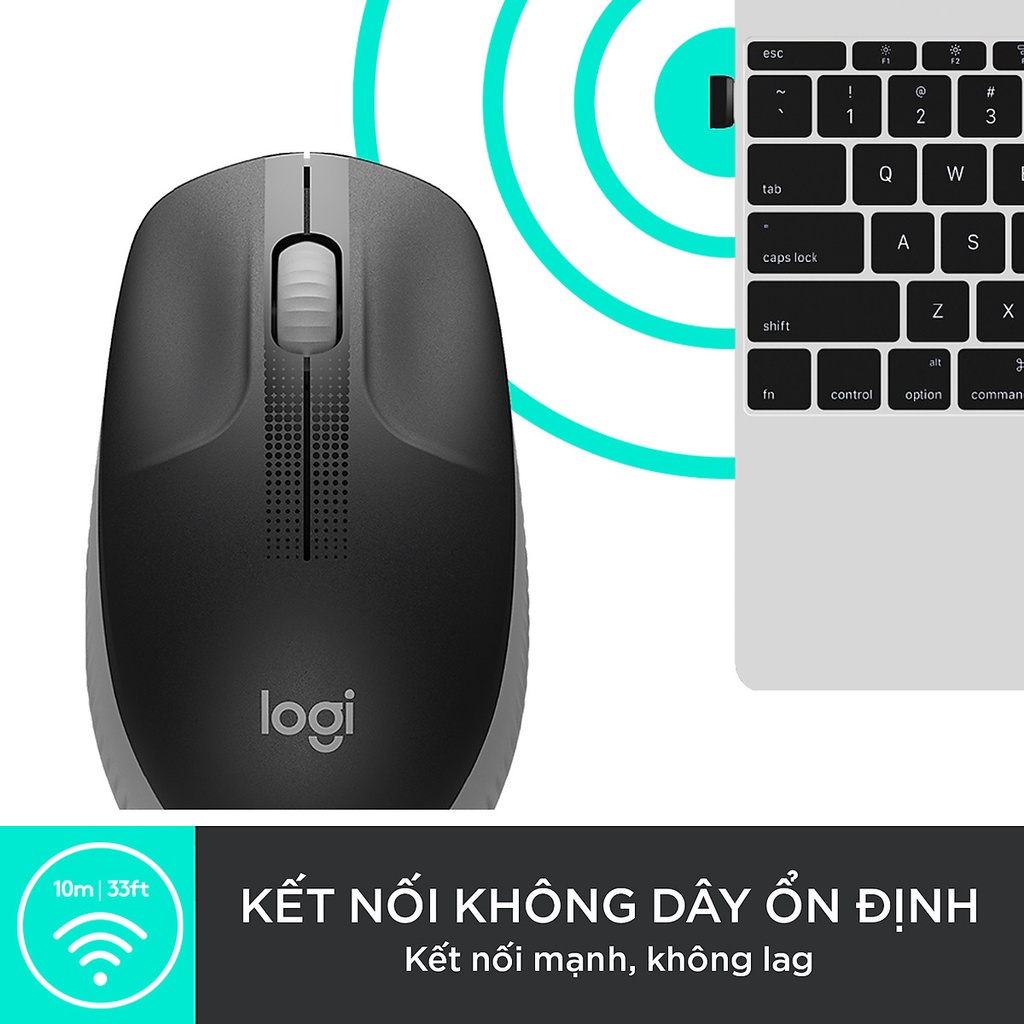 Chuột không dây Logitech M191 thiết kế đối xứng dùng được cả 2 tay - Hàng chính hãng