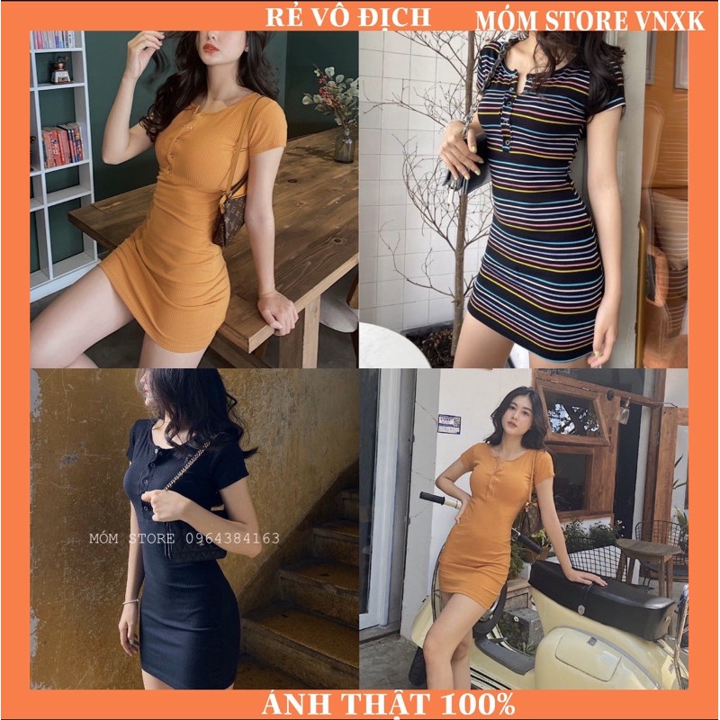 Đầm Thun Ôm Body cúc bấm siêu xinh về phục vụ cho khách đây ạ