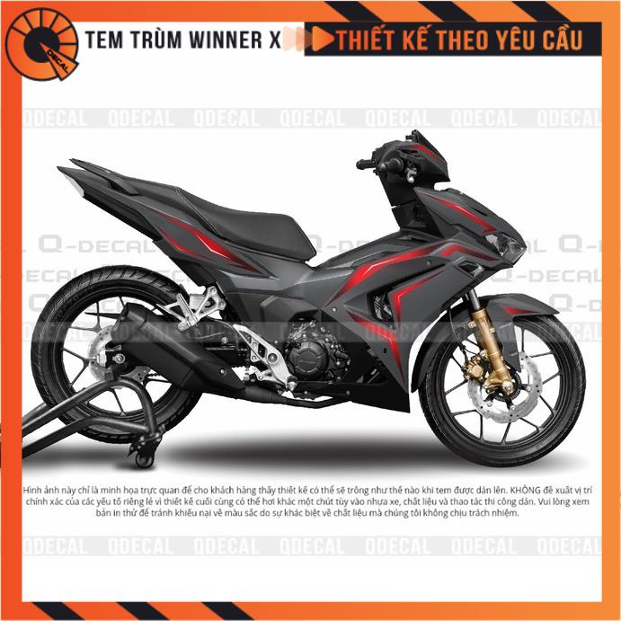 Tem trùm WinnerX V3 decal 3 lớp mẫu Đen Đỏ cao cấp thiết kế theo yêu cầu