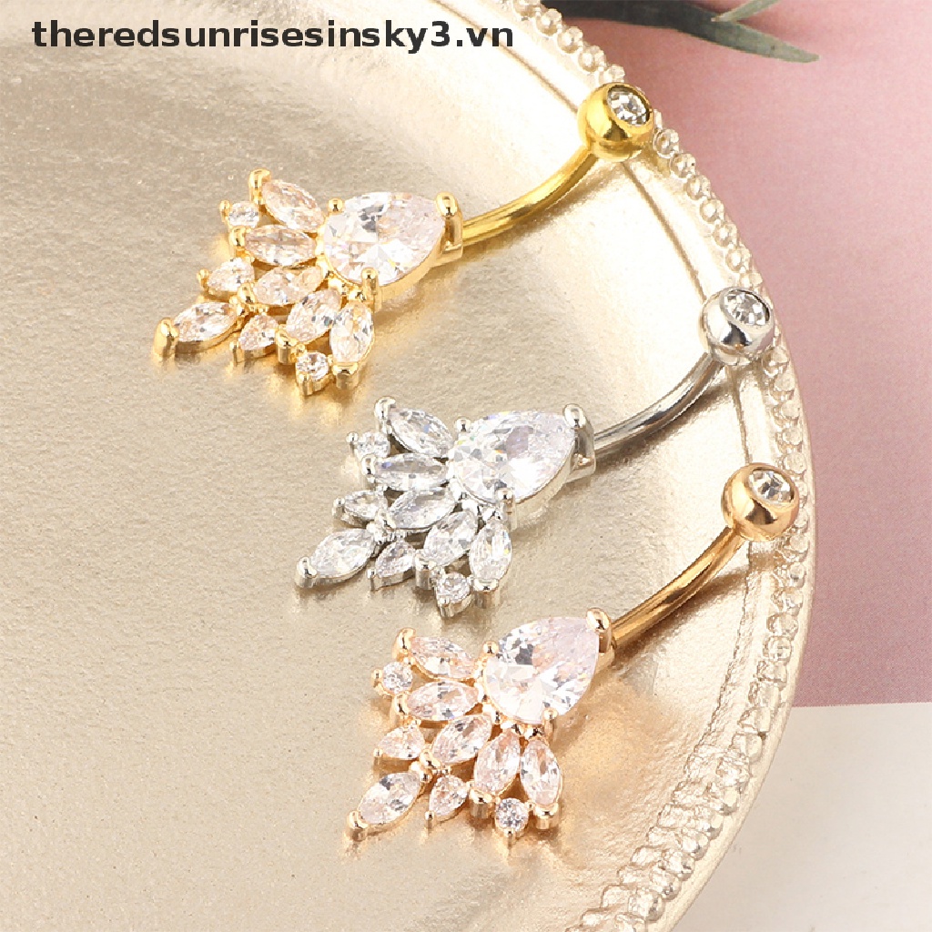 Khuyên Rốn Chất Liệu Thép Không Gỉ Đính Đá Zircon Sang Trọng