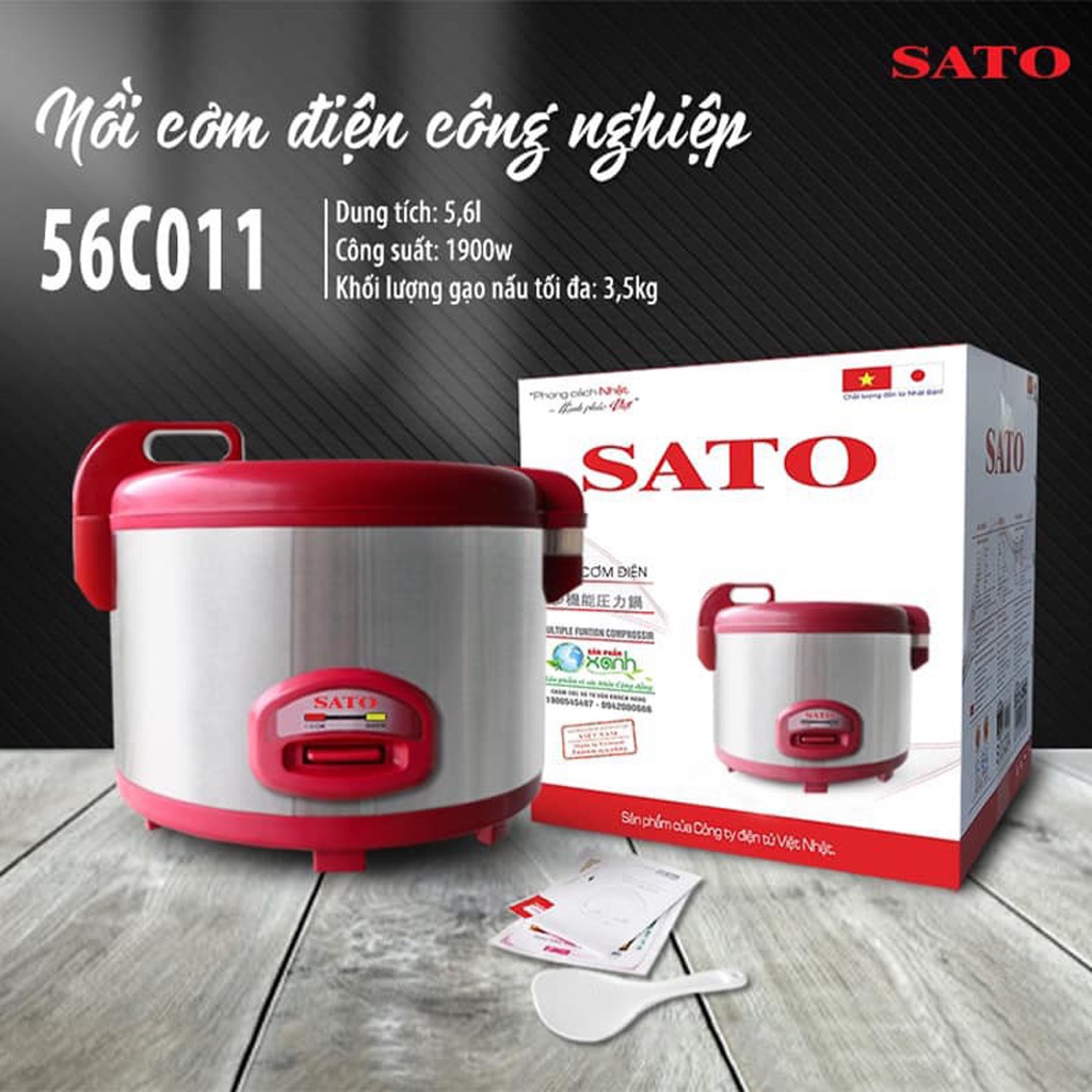 Nồi Cơm Điện SATO 56C011, Dung Tích 5.6L, Đáp Ứng Nhu Cầu Cho 15 - 20 Người Ăn Mỗi Lần Nấu