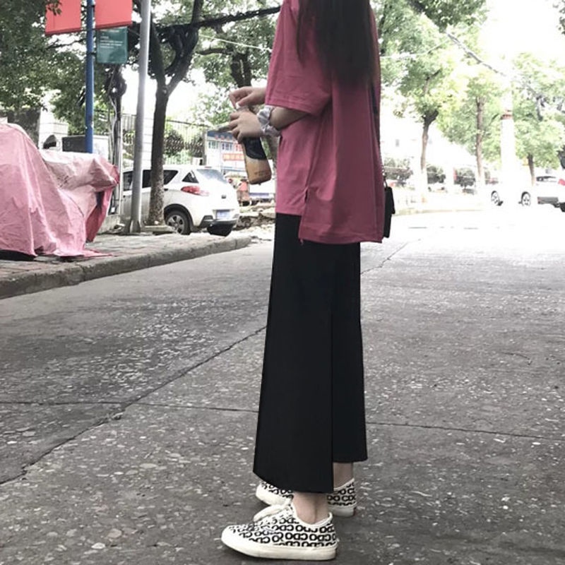 Quần thẳng ống rộng lưng cao dáng suông thời trang mùa hè phong cách thường ngày dành cho bạn nữ