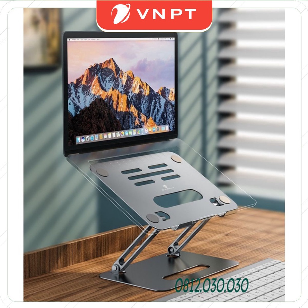 P43 - Kệ Giá Đỡ Laptop Macbook Nhôm Cao Cấp Xếp Gọn, Điểu Chỉnh Độ Cao Lên Xuống Thoải Mái.