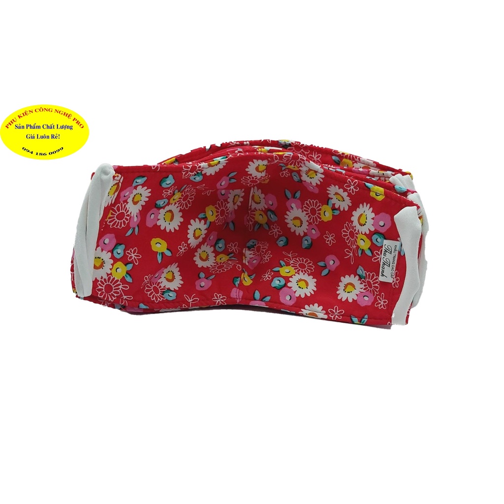 Khẩu trang vải nữ Chất liệu vải cotton Dày 3 lớp In hình Hoa lá các loại, Chống nắng, Chống bụi, Bảo vệ sức khỏe