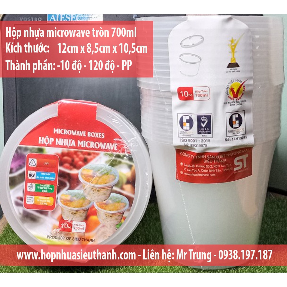 Bộ 10 cái hộp nhựa chữ nhật, tròn cao cấp  đựng kim chi,rau câu, chân gà xả tắc, slim, pate, hải sản
