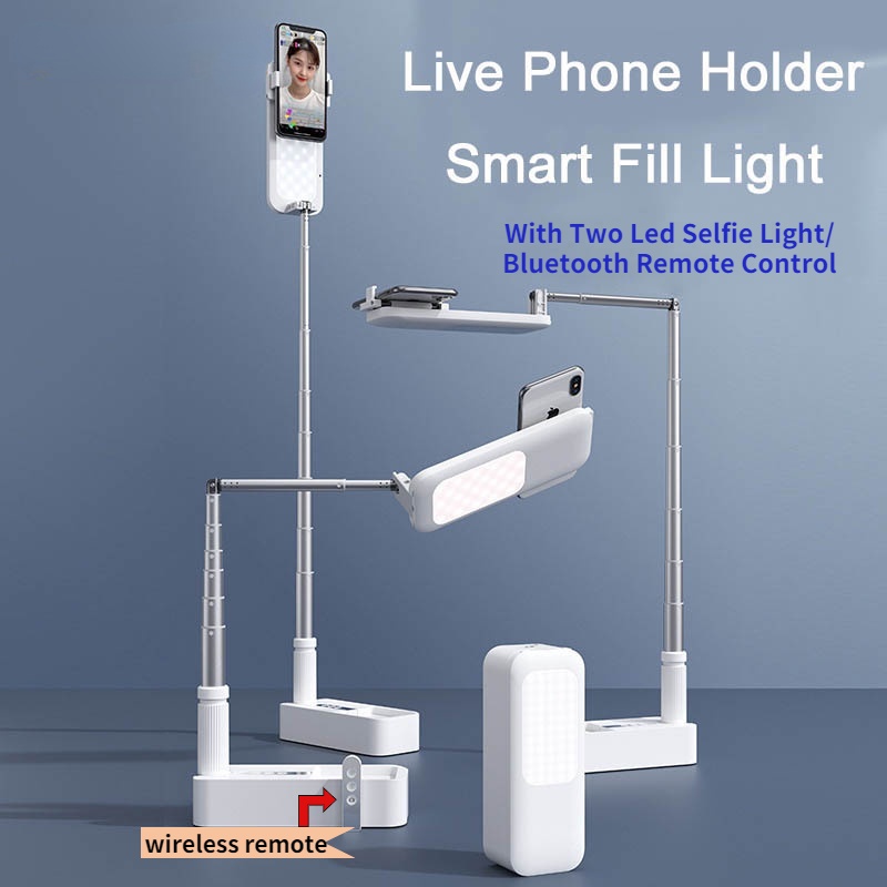 Giá Đỡ Có Đèn Led Không Dây Có Thể Thu Gọn Và Điều Chỉnh Độ Sáng Hỗ Trợ Quay Video/ Phát Trực Tiếp