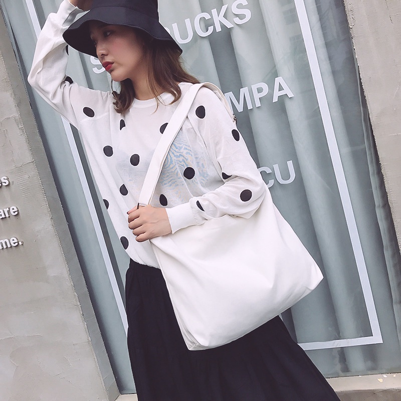 TÚI TOTE ĐEO CHÉO VẢI CANVAS, PHONG CÁCH ULZZANG, CÓ KHÓA, CÓ TÚI CON T16