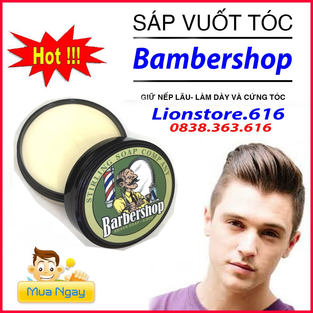 Sáp vuốt tóc nam giá rẻ cao cấp bóng mượt BarberShop Shave Soap 80g