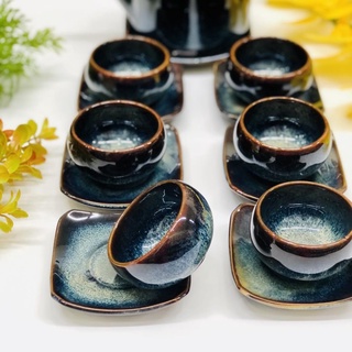 Bộ ấm chén pha trà men hỏa biến, Bộ ấm trà, tách trà gốm sứ cao cấp, sản phẩm bóng đẹp bền màu