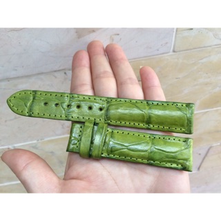 Dây Đồng Hồ 2 Mặt Da Cá Sấu Màu Xanh Mạ size 20