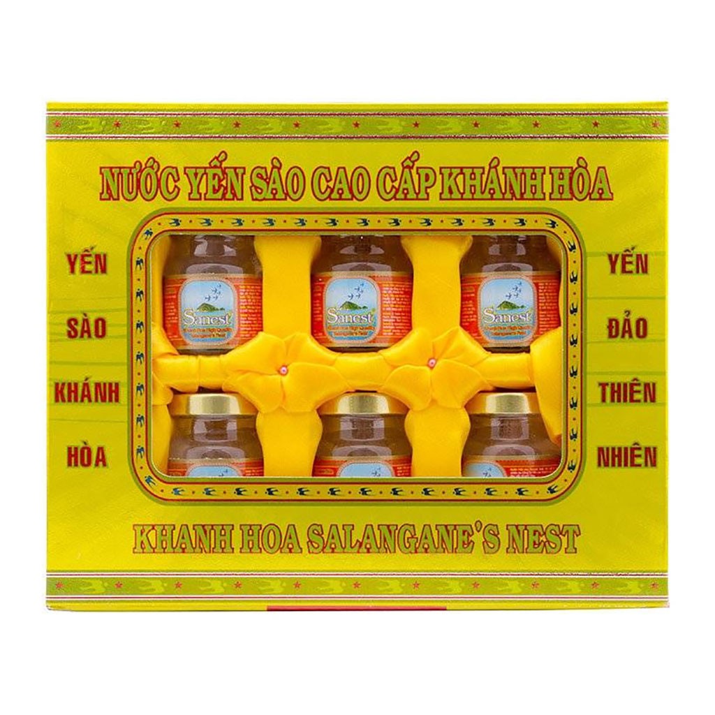 Nước Yến Sào Cao Cấp Khánh Hòa Sanest Có Đường Hộp 6 Lọ x 70ml