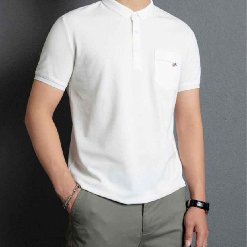 Áo polo nam túi ngực cổ bẻ ngắn tay phom rộng vải cá sấu 4 màu - KO Fashion